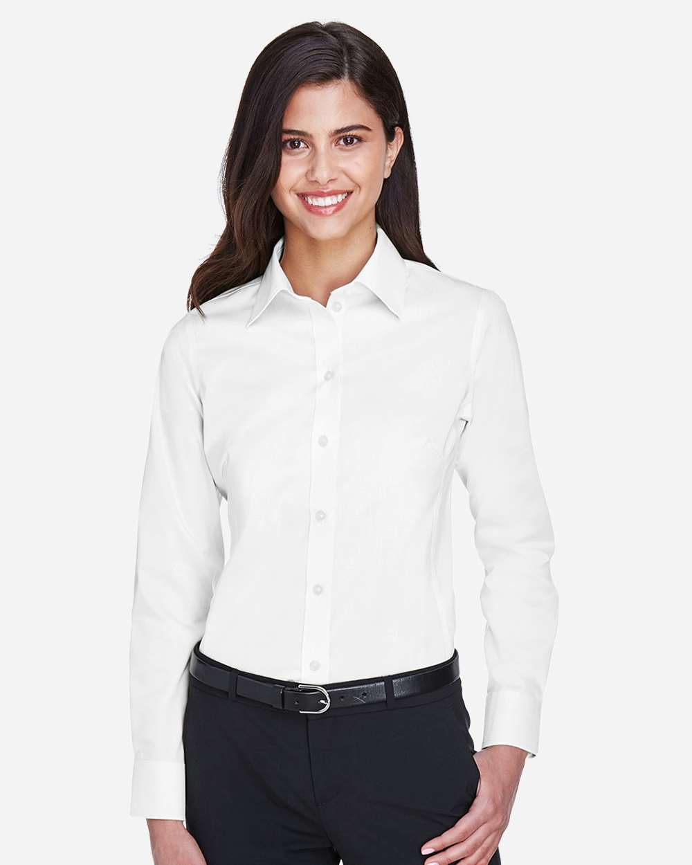 Devon & Jones® Women’s Solid Stretch Twill Woven Dress Shirt Non-Iron Professional Shirting with Flattering Fit
