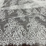 Embroidered Lace Fabric with Eyelash Scallop