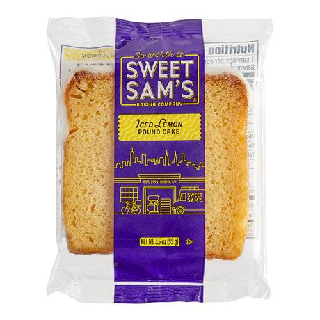 Sweet Sam's Individually Wrapped Iced Lemon Pound Cake - 12/Case