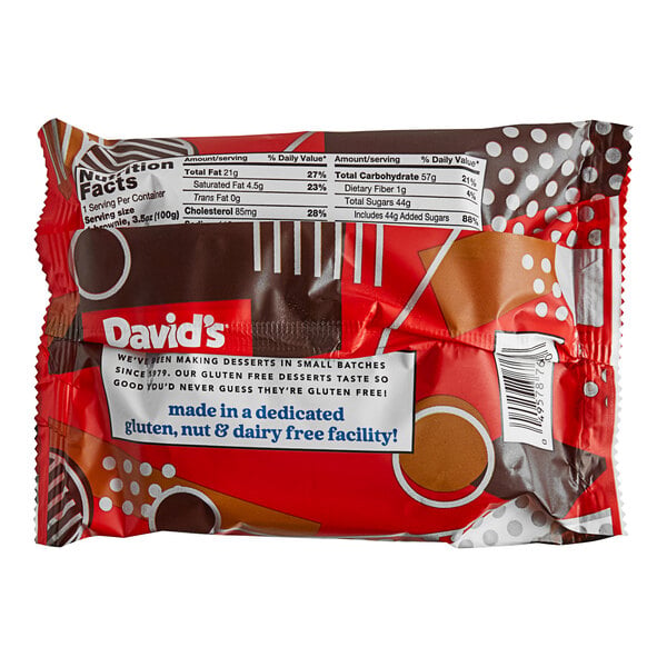 David's Cookies Gluten-Free Individually Wrapped Chocolate Chip Brownie 3.5 oz. - 48/Case