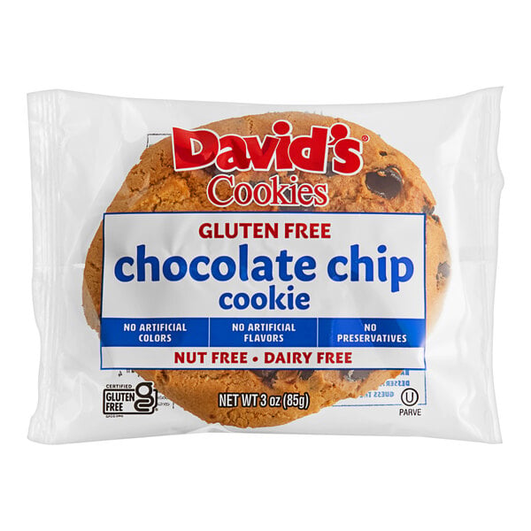 David's Cookies 3 oz. Gluten-Free Individually-Wrapped Chocolate Chip Cookie - 24/Case