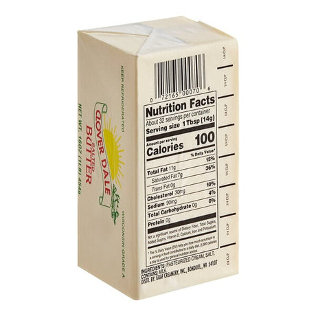 Clover Dale 1 Lb. Salted Grade A Butter Solid - 36/Case