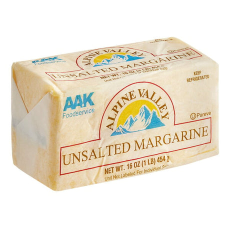 Alpine Valley 1 lb. Unsalted Trans Fat Free Solid Margarine - 30/Case