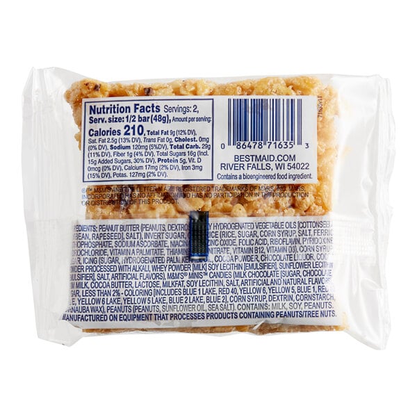 Best Maid Individually Wrapped Monster Crispy Marshmallow Bar with M&M's® 3.4 oz. - 24/Case