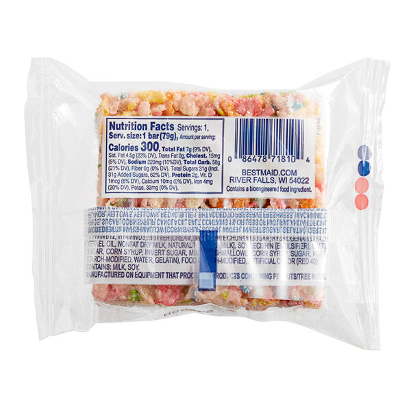 Best Maid Individually Wrapped Unicorn Crispy Marshmallow Bar 2.8 oz. - 24/Case