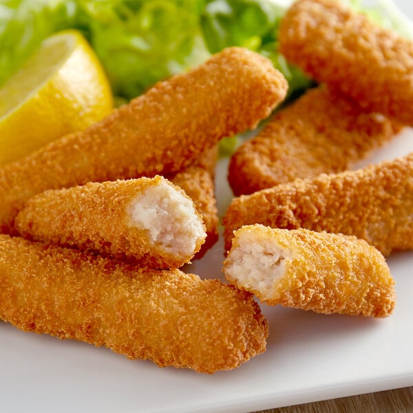 High Liner Foods 1 oz. Precooked Whole Grain Breaded Pollock Fish Sticks - 10 lb.