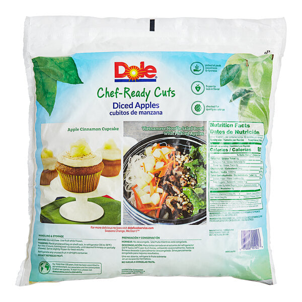 Dole Chef-Ready Cuts IQF Diced Apples 5 lb. - 2/Case