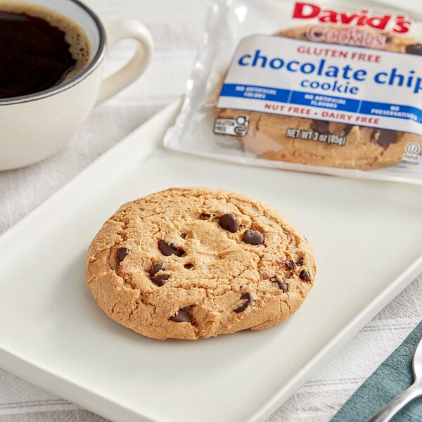 David's Cookies 3 oz. Gluten-Free Individually-Wrapped Chocolate Chip Cookie - 24/Case