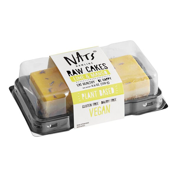 Nats Rawline Plant-Based Vegan Lime and Mango Raw Cake Square Duo Pack 4.6 oz. - 12/Case