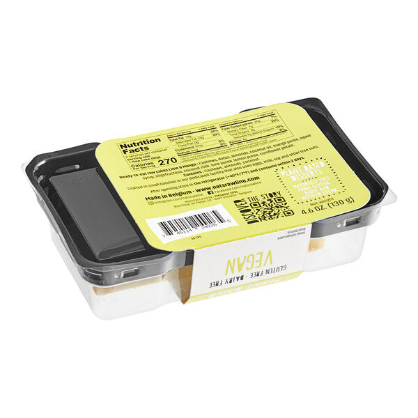 Nats Rawline Plant-Based Vegan Lime and Mango Raw Cake Square Duo Pack 4.6 oz. - 12/Case