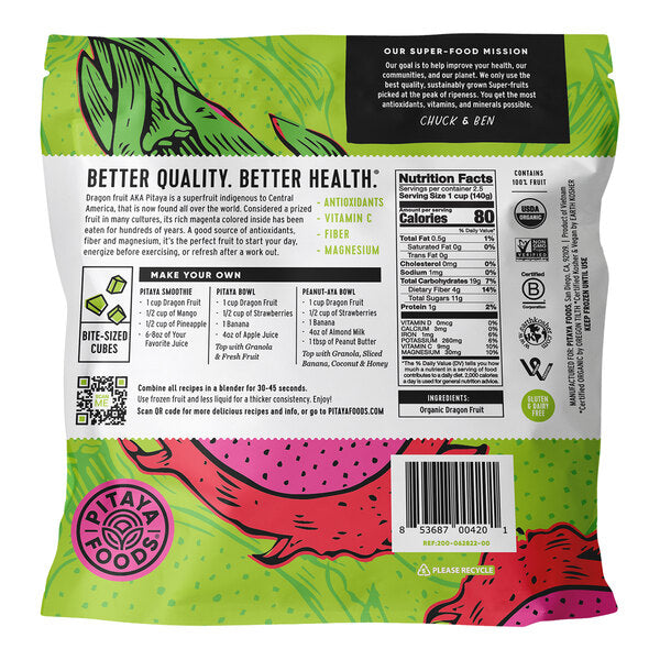 Pitaya Foods IQF Organic Dragon Fruit Cubes 12 oz. - 8/Case