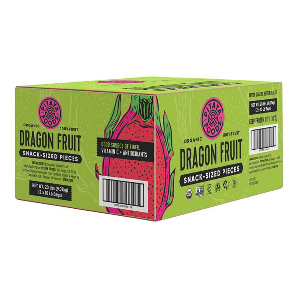 Pitaya Foods IQF Organic Dragon Fruit Snack-Sized Pieces 20 lb.