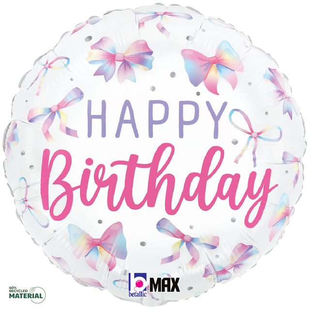 Birthday Foil Balloon Multicolor Bow