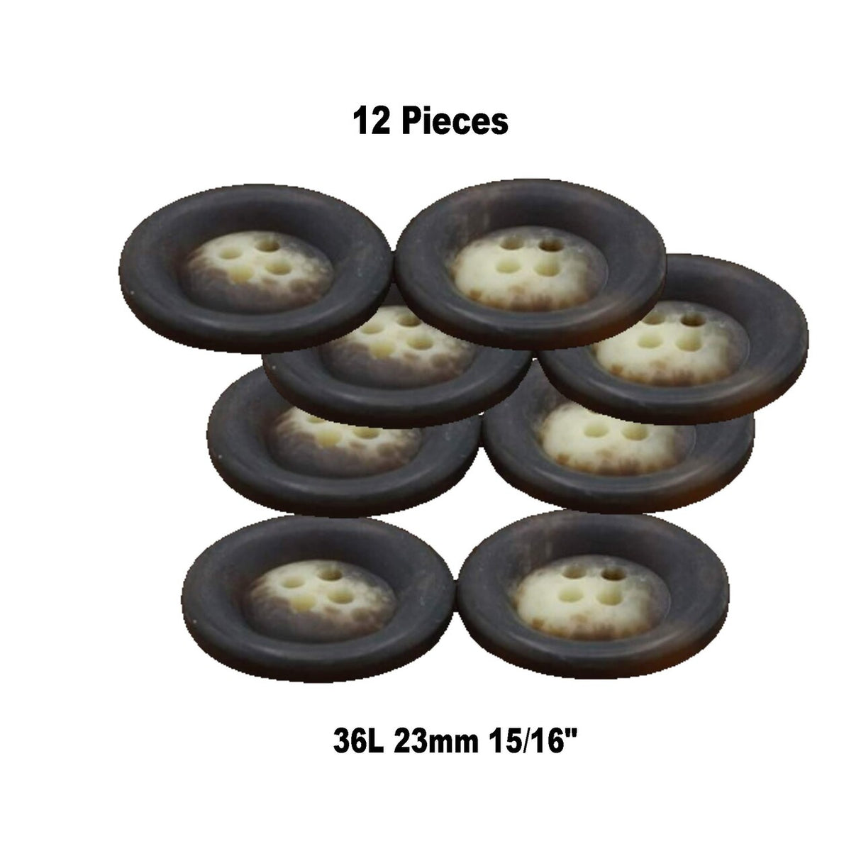 12 Pieces Tortoise Lighter Center Plastic Buttons 15/16 Inch