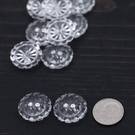 12 Pieces Clear Crystal Cut Buttons Medium 3/4 Inch