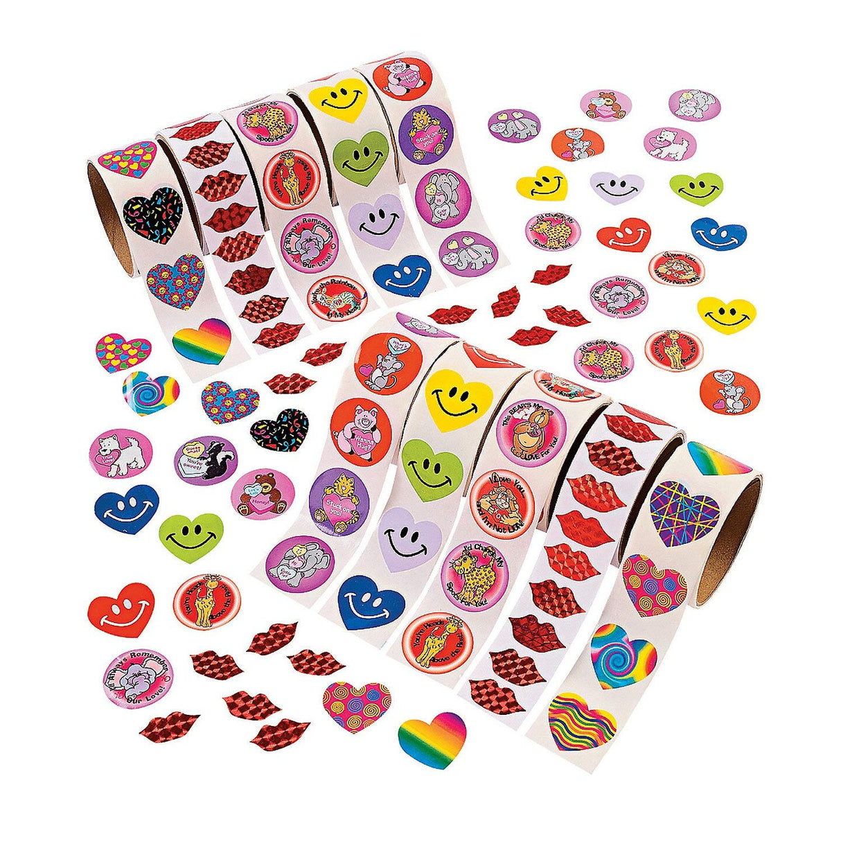Bulk Valentine Rolls of Stickers Assortment 1000 Pc