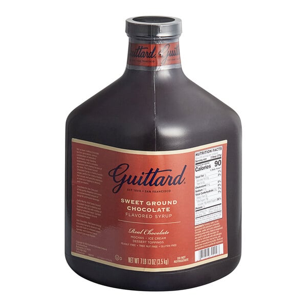 Guittard Sweet Ground Dark Chocolate Flavoring Sauce 101 fl. oz. - 4/Case