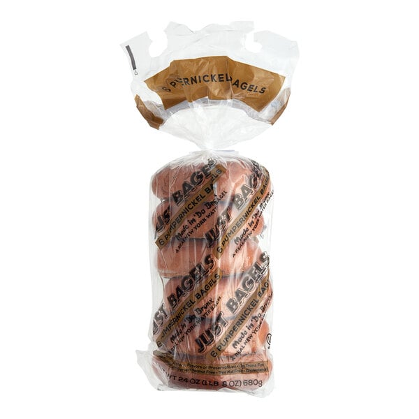 Just Bagels Authentic New York Pumpernickel Bagel 4 oz. - 48/Case
