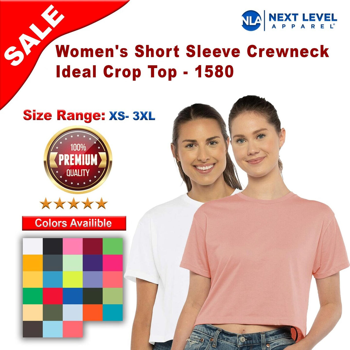 Next Level® Women's Short Sleeve Crewneck Ideal Crop Top - 1580