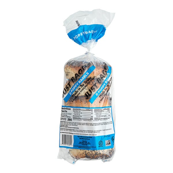 Just Bagels Authentic New York Poppy Seed Bagel 4 oz. - 48/Case