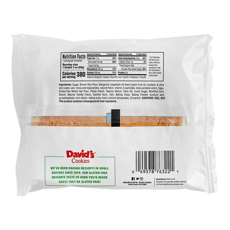 David's Cookies 3 oz. Gluten-Free Individually-Wrapped Snickerdoodle Cookie - 24/Case