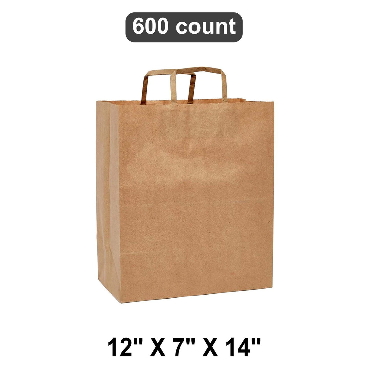 Heavy Duty Kraft Paper Bags with Handles 12"x7"x14"