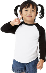 RADYAN® Toddler Baseball Fine Jersey Crew Neck Three-Quarter Sleeve Tee - 3330