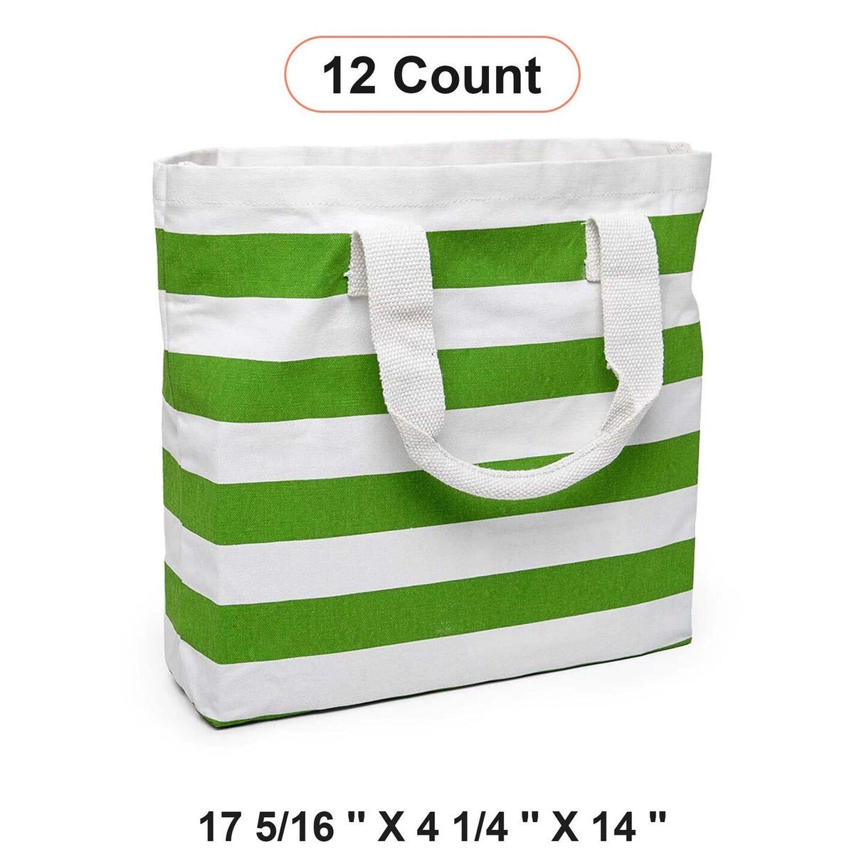Reusable Stripe Tote Bag 17 5/16 '' x 4 1/4 '' x 14 '' Ideal for Retail
