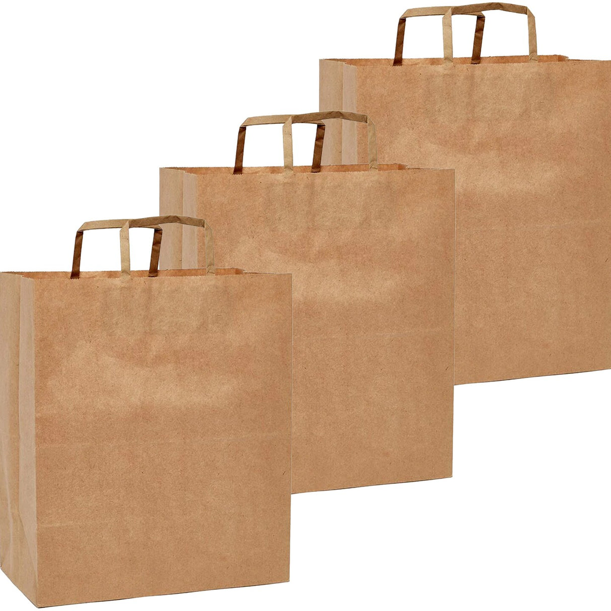 Flat Handle Kraft Grocery Bags 12" x 7" x 17" Multi Purpose