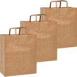 Flat Handle Kraft Grocery Bags 12" x 7" x 17" Multi Purpose