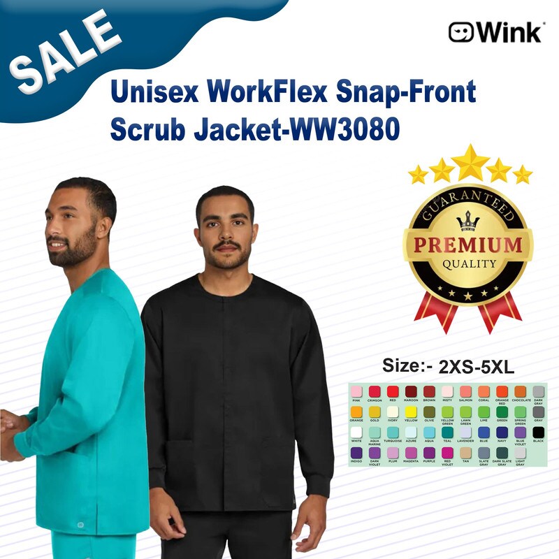 Wink® WorkFlex Snap Front Scrub Jacket Comfortable