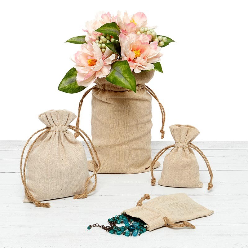 Linen Bag with Hemp Cord 3'' X 5'' Elegant
