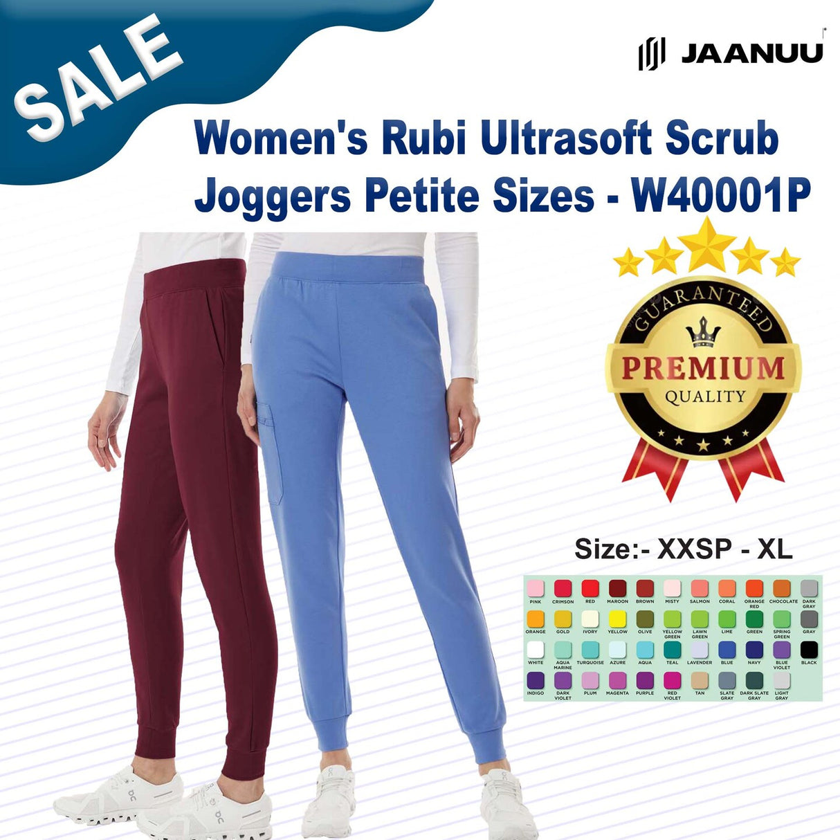 Jaanuu® Women's Rubi Ultrasoft Scrub Joggers Petite Sizes