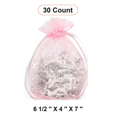 Wide Round Flat Bottom Organza Bags 6 1/2'' x 4'' x 7'' for Packaging