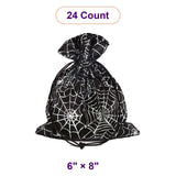 Spider Web Fabric Bags 6 '' x 8 '' Black / Silver Satin Color 12 EACH / PACKAGE