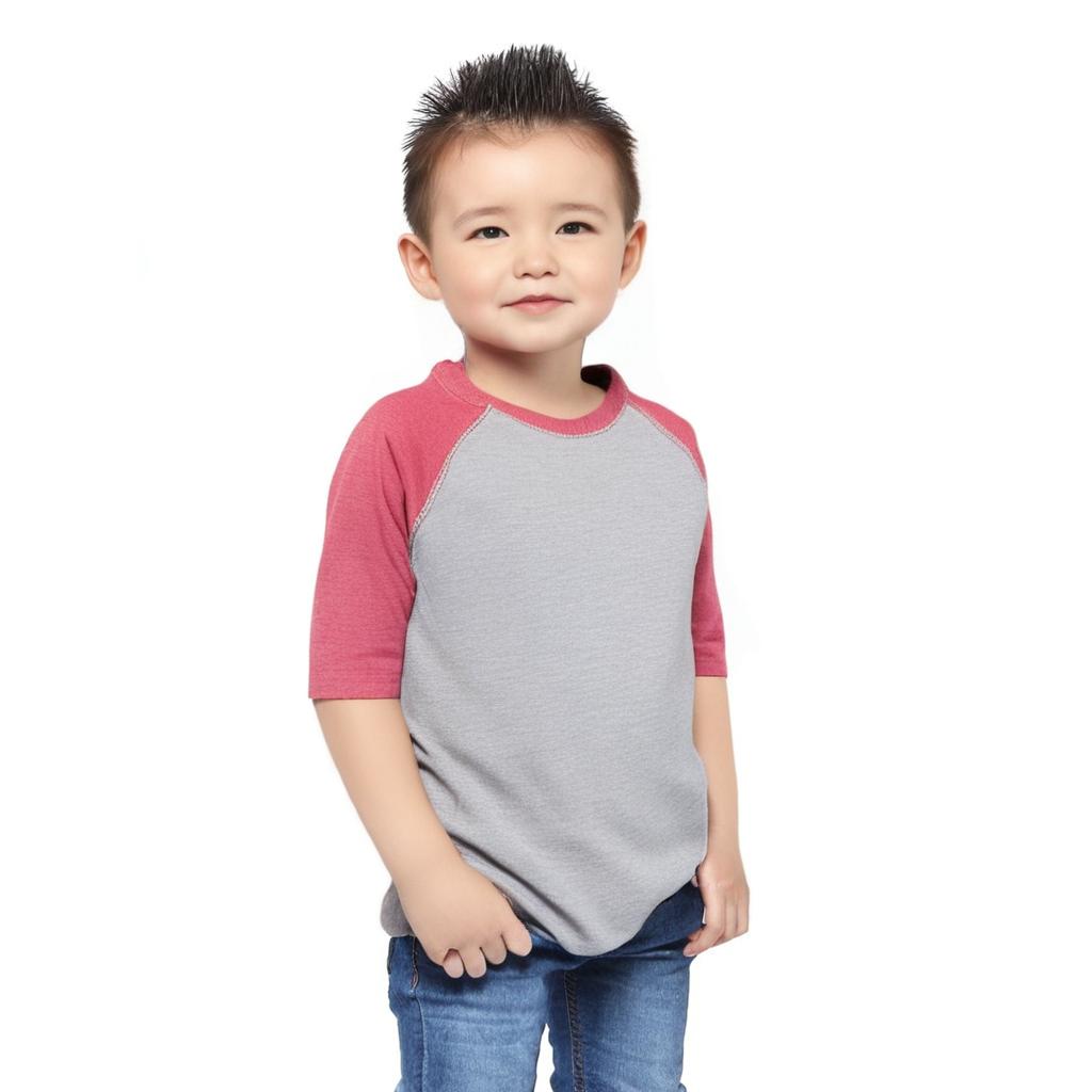 RADYAN® Toddler Baseball Fine Jersey Crew Neck Three-Quarter Sleeve Tee - 3330