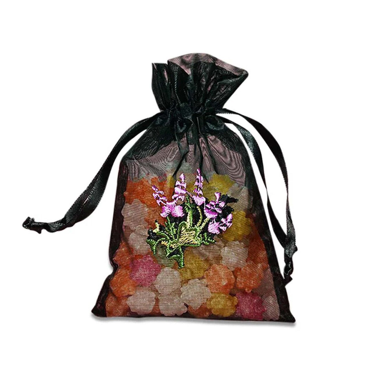 Lavender Flower Embroidered Organza Bags 4'' x 6'' for Favors