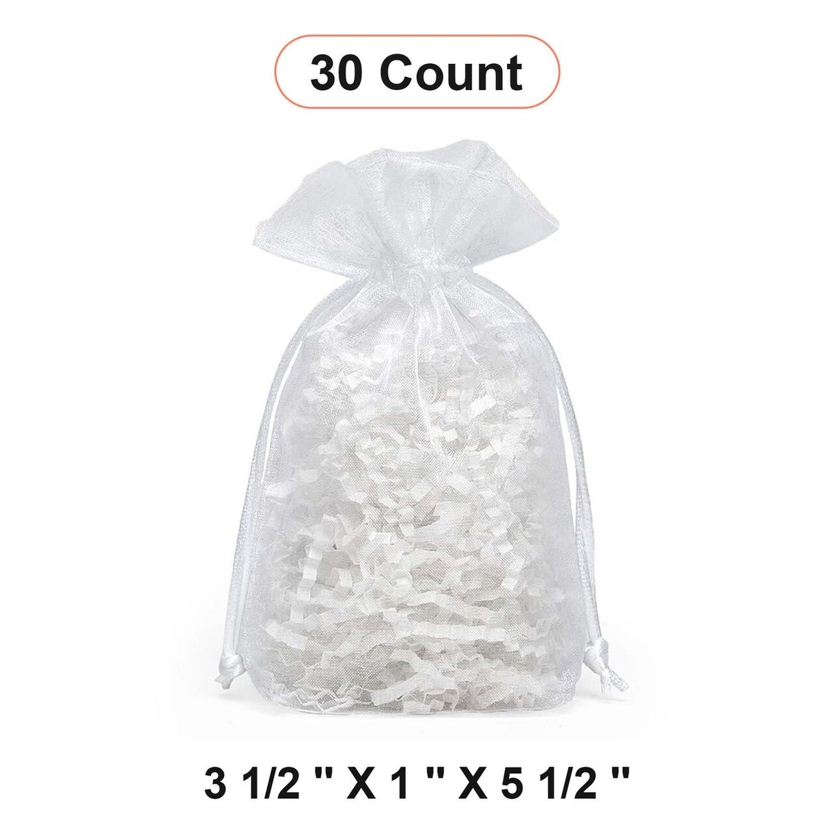 Flat Bottom Organza Bags 3 1/2'' x 1''x 5 1/2'' for Gift Wrapping
