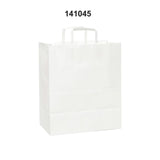 Versatile White Paper Bags with Flat Handles 12" x 7" x 17"
