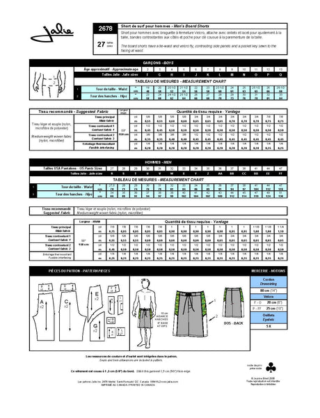 Sewing Pattern Boardshorts by Jalie
