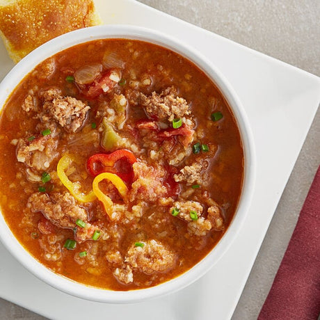 Bistro Soups by Vienna Beef Stuffed Pepper Soup with Beef 4 lb. - 4/Case