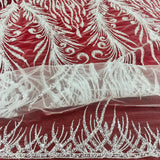 Beaded Lace Fabric on Polyester Net Mesh