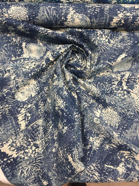 Fezara Indigo 100 Percent Cotton Fabric - Indigo, 55" Width, 100,000 Double Rubs (1 Yard)