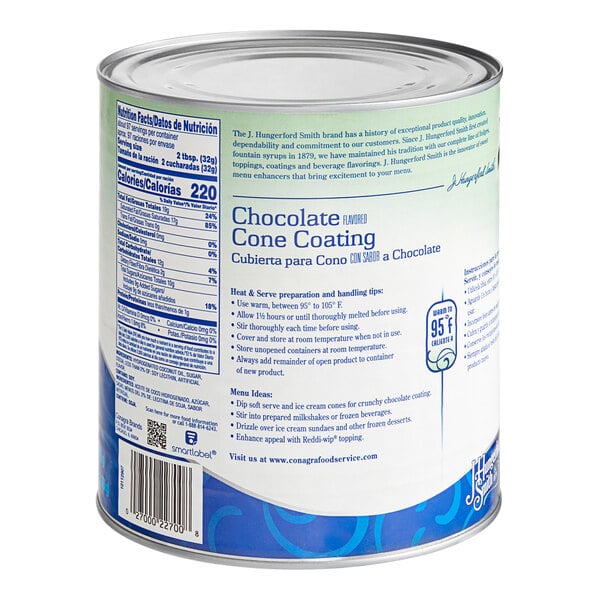 J. Hungerford Smith Chocolate Cone Shell Coating #10 Can - 6/Case