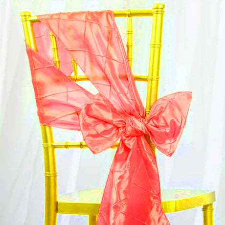 10 Pieces Stunning 9.5x108 inch Pintuck Taffeta Chair Sashes Coral