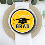 25 Count Yellow Congrats Grad Paper Dessert Plates Graduation Party Disposable Plates