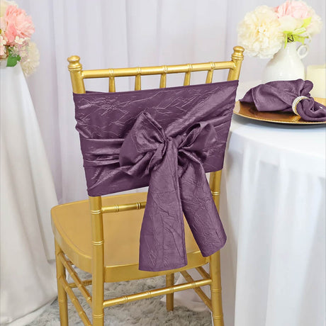 10 Pieces Wisteria Crushed Taffeta Chair Sashes for Elegant Event Seating 9.5x108 inches