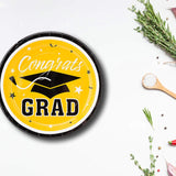 25 Count Yellow Congrats Grad Paper Dessert Plates Graduation Party Disposable Plates