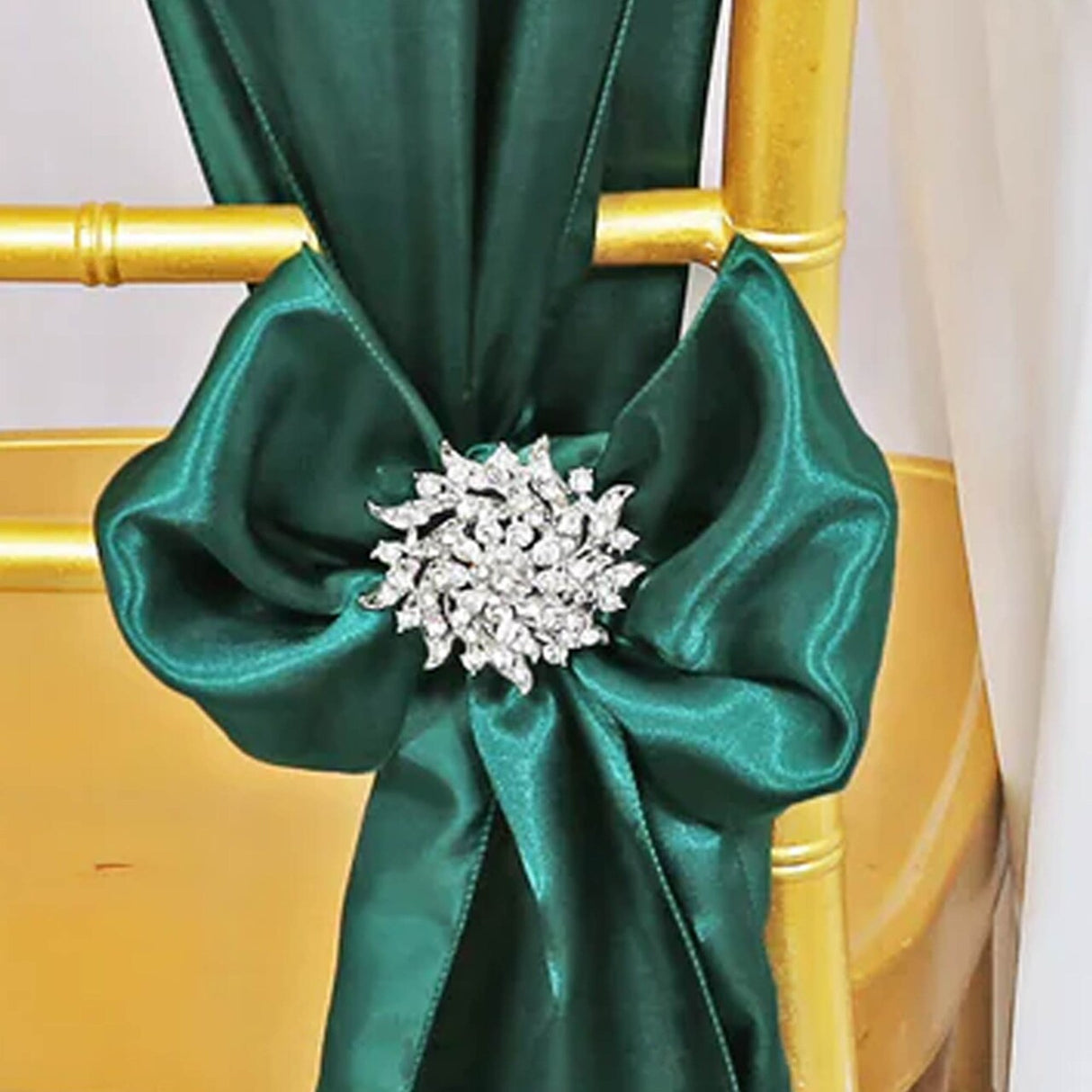 10 Pieces Hunter Green Satin Chair Sashes for Holiday and Wedding Decorations 8x108 inches