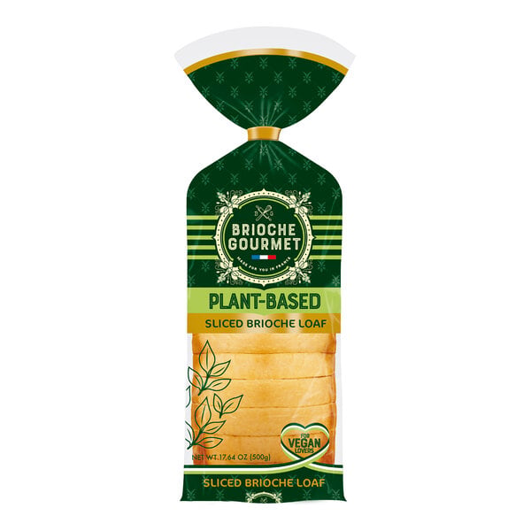 Brioche Gourmet Frozen Plant-Based Sliced Brioche Bread Loaf 17.64 oz. - 12/Case